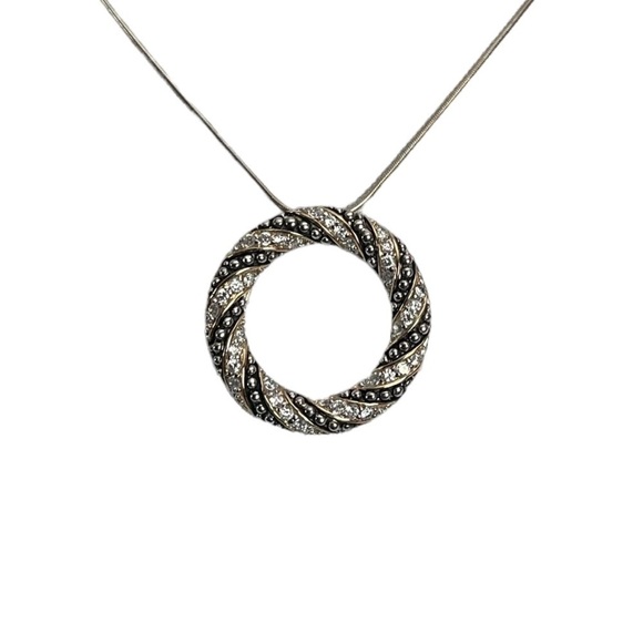 Unique Open Circle Pendant with Silver Chain - Picture 1 of 6